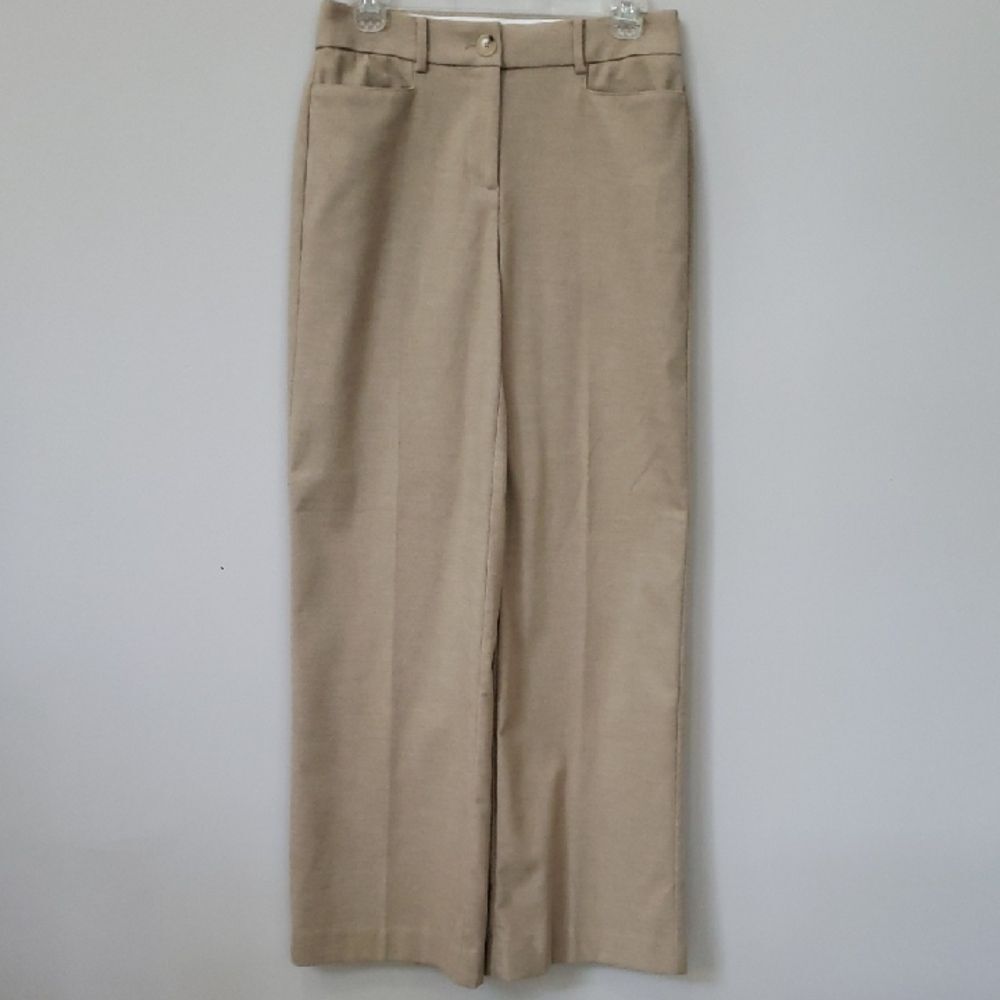 Loft Trouser Womens 2 Brushed Tan High Waist Wide-Leg Pant Business Casual Soft